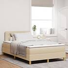 vidaXL Box Spring Säng med Madrass Grädde 120x200 cm Tyg