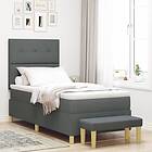 vidaXL Boxspring säng med madrass & bänk mörkgrå 100x200 cm tyg