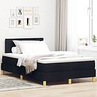 vidaXL Boxspring-säng med madrass & LED Svart 120x200 cm Tyg