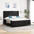 vidaXL Boxspring säng med madrass svart super king tyg