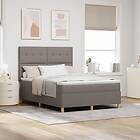 vidaXL Box Spring Säng med madrass Taupe 160x200 cm Tyg
