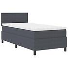 vidaXL Box Spring Säng med Madrass & LED Mörkgrå 100x200 cm Vävt Tyg