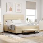 vidaXL Box Spring Säng med Madrass & Bänk Beige 180x200 cm Tyg