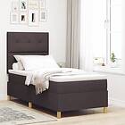 vidaXL Boxspringsäng med madrass Mörkbrun 100x200 cm Tyg