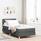 vidaXL Box Spring Säng med Madrass & LED Mörkgrå 90x200 cm Tyg