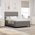 vidaXL Boxspring Säng med Madrass & LED Taupe 140x190 cm Tyg