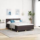 vidaXL Bäddmadrass med madrass Mörkbrun 140x190 cm Tyg