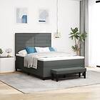 vidaXL Box Spring Säng med Madrass & Bänk Mörkgrå 160x200 cm Tyg