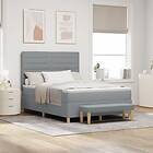 vidaXL Boxspringbädd med madrass och bänk ljusgrå 140x200 cm tyg