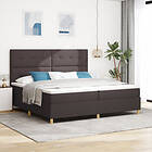 vidaXL Boxspring Säng med Madrass Mörkbrun 200x200 cm Tyg