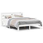 vidaXL Sängram med huvudgavel vit 150x200 cm massiv furu