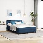 vidaXL Sängram med madrass Navy Blå Tyg 140 x 190 cm Sängmadrass