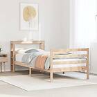 vidaXL Sängram med huvudgavel 75x190 cm massivt furu