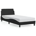 vidaXL Sängram med huvudgavel svart 80x200 cm konstläder