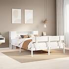 vidaXL Säng med bokhylla utan madrass vit 140x200cm massiv furu