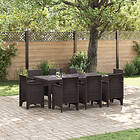 vidaXL 9-delars Trädgårdsset Brunt Poly Rattan 3378577