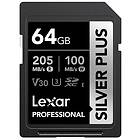 Lexar Professional Silver Plus SDXC UHS-I U3 V30 205/100MB/s 64GB