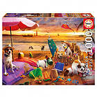 Educa Pussel: Dogs playing at the beach 1000 Bitar