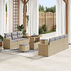 vidaXL 10-delat trädgårdsoff set med kuddar beige poly rotting akacia, 3-delat t