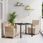 vidaXL 3 Delar Trädgårdsdining Set med Kuddar Beige Poly Rattan