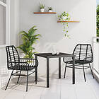 vidaXL 3-delad Trädgårdsdining Set Svart Poly Rattan