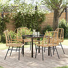 vidaXL 5-delat Trädgårds-dining-set Brun Poly Rattan