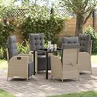 vidaXL 5-delat trädgårdsdining set beige poly rattan