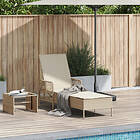 vidaXL Solstol Beige och gräddvit PE Rottning 157 x 55 x 92 cm