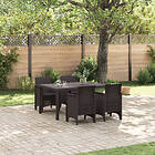 vidaXL 5-delad Trädgårds matplats Brun Poly Rattan 3378697