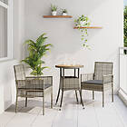 vidaXL Matsalsmöbelset Set om 3 Grå Rattan, Metall 3334953