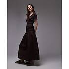 TOPSHOP Cap Sleeve Shirred Dress With Tie Sides