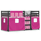 vidaXL Loftsäng med rutschkana rosa  90x200 massiv furu 3283936