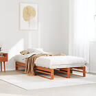 vidaXL Sängram utan madrass vaxad 90x190 brun cm massiv furu 850862