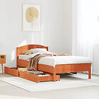 vidaXL Sängram utan madrass vaxad 90x190 brun cm massiv furu 3301850