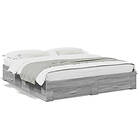 vidaXL Sängram med lådor grå 200x200 sonoma cm konstruerad trä 3280361