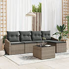 vidaXL Lounge Set 5 Pieces with Cushions Black Poly-rattan