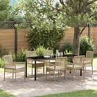 vidaXL 7-delat trädgårdsdining set med kuddar Beige Poly Rattan