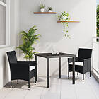 vidaXL 3-delat Trädgårdsset Svart Poly Rattan