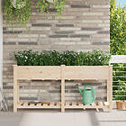 vidaXL Trädgårdsplanterare med hylla 161x43x76 cm Solid träfuru
