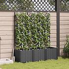 vidaXL Trädgårdsplanterare med Trellis 3 st Svart 120x40x143 cm