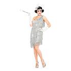 20-tals Flapper Klänning Silver Maskeraddräkt X-Small