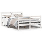 vidaXL Sängram med huvudgavel vit 120x190 cm massiv furu