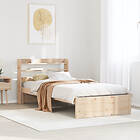 vidaXL Sängram med huvudgavel 90x190 cm massiv furu