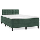 vidaXL Ramsäng med madrass & LED mörkgrön 120x190 cm sammet