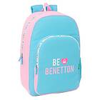 Benetton Skolryggsäck Unique Rosa Turkos 30 x 46 x 14 cm