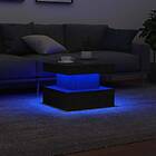 vidaXL Soffbord med LED svart ek 50x50x40 cm