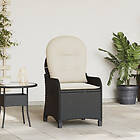 vidaXL Recliner Stol med Kudde Svart Poly Rattan