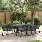 vidaXL 7-delad Trädgårdsdining-set Svart Stål och Poly Rattan