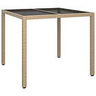 vidaXL Trädgårdsmatsalsbord Beige 90x90x75 cm Rattan Poly