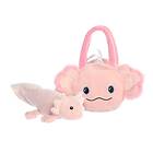 Aurora Fancy Pals plyschleksak axolotl i en väska, 20 cm